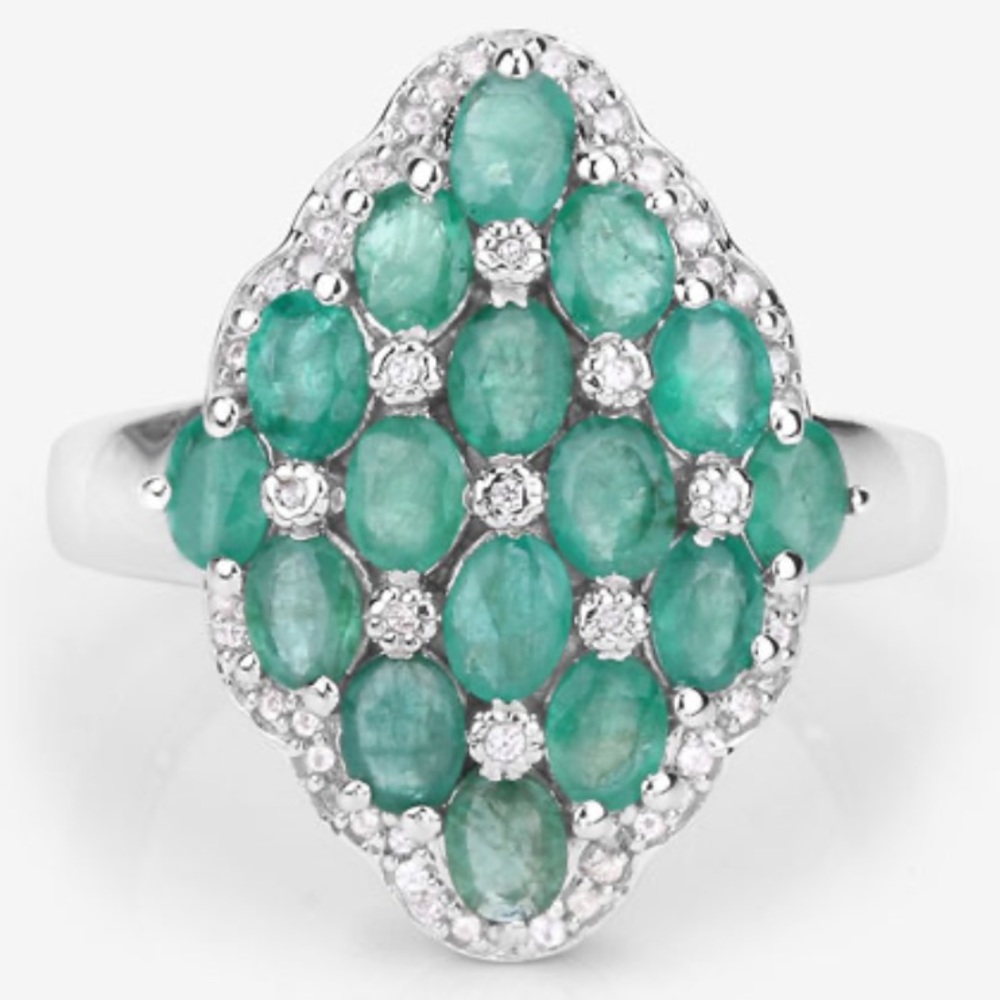 EMERALD RING 2.68 Ct  Zambian Emerald Sterling Ring.